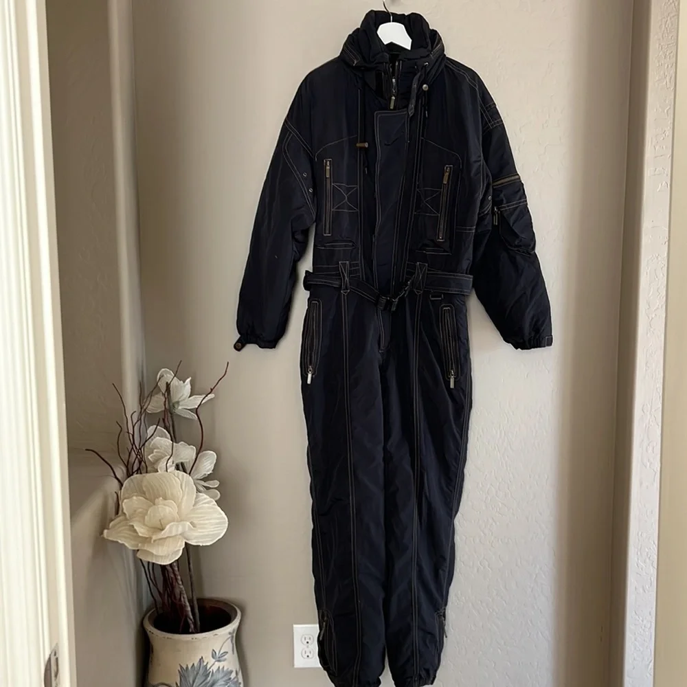 ossi skiwear belted suit black Sz M - Picture 14 of 15